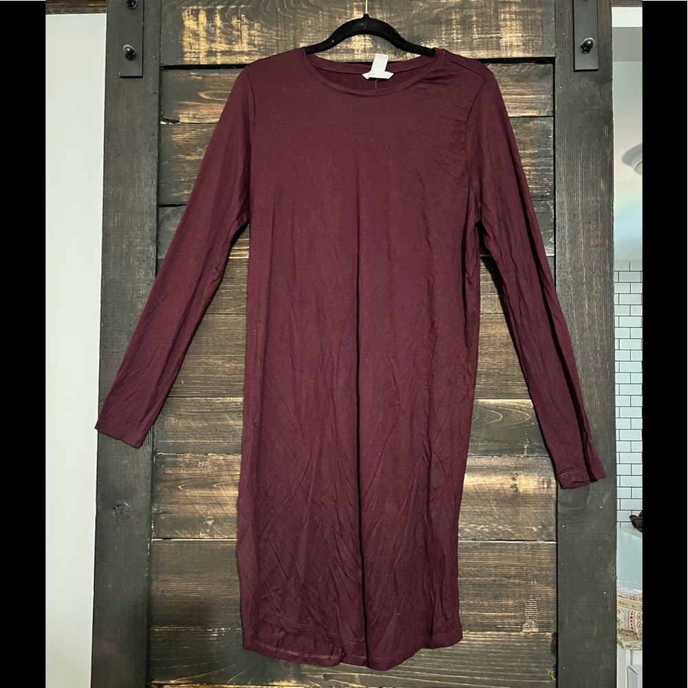 • H&M • Plum Long-sleeve Shirt Dress •